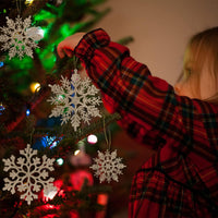 Sneeuwvlok Kerstornamenten Set - FrostedElegance