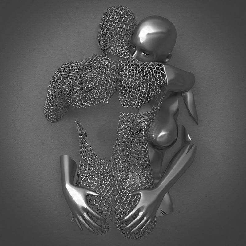 Liefdescanvas met Metalen Figuur - AmorArte
