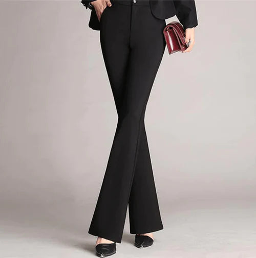Slanke Uitlopende High Waist Broek – Mila