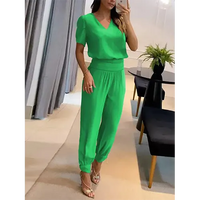 Trendy dames jumpsuit met korte mouwen en wijde pijpen - Alina