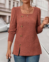 Dzianinowy damski top z guzikami – Mireille