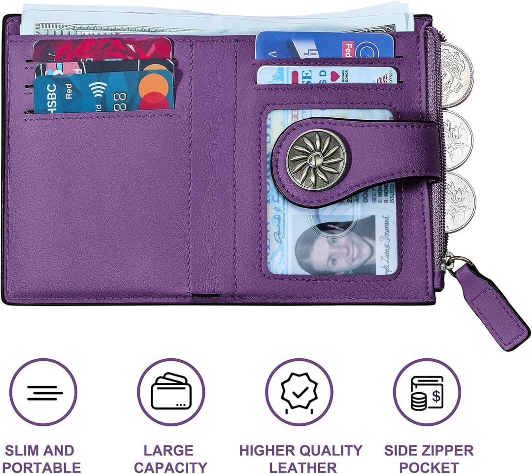 Cienki dwuczęściowy portfel damski RFID z kieszenią na zamek - Claire