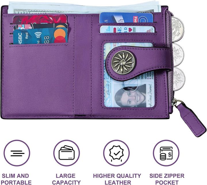 Cienki dwuczęściowy portfel damski RFID z kieszenią na zamek - Claire