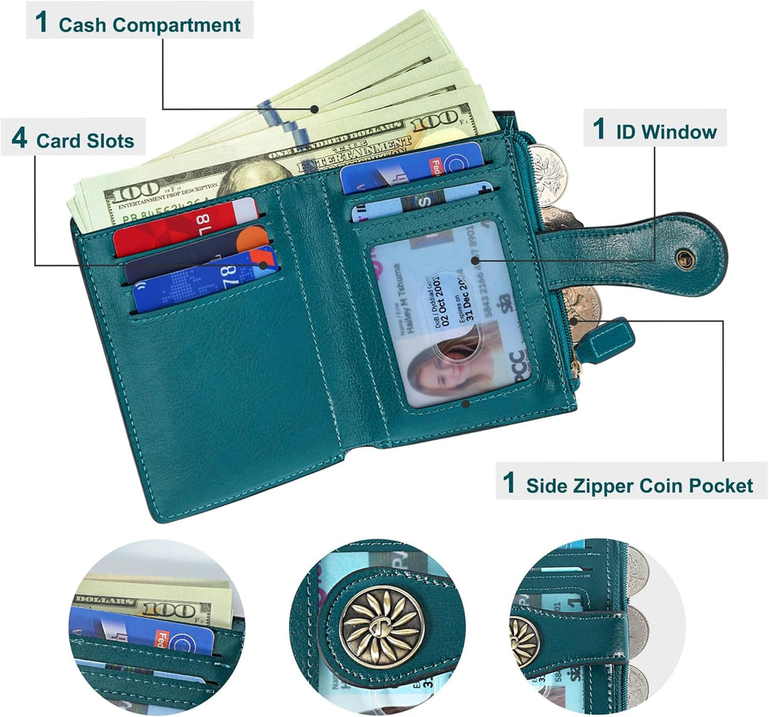 Cienki dwuczęściowy portfel damski RFID z kieszenią na zamek - Claire