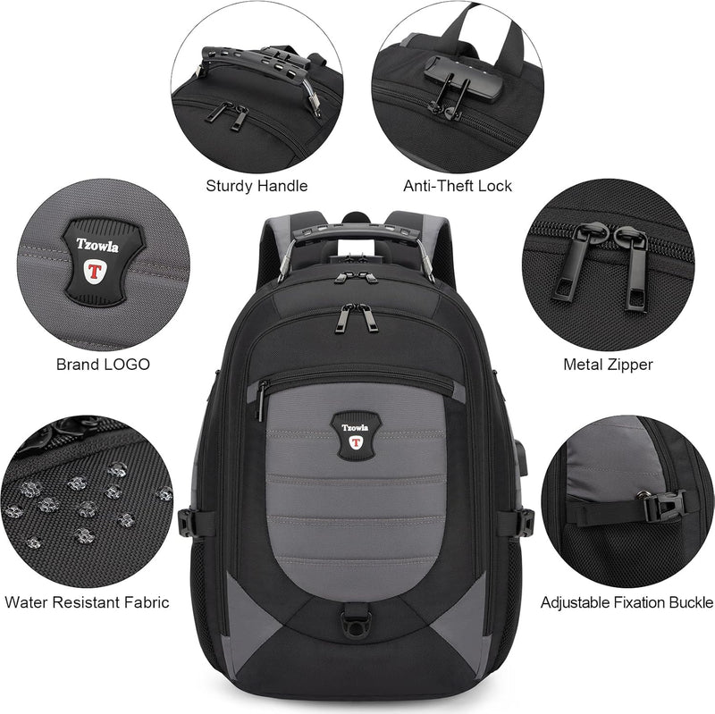 Waterdichte Anti-Diefstal Laptop- & Reisrugzak met USB-poort – 17,3"