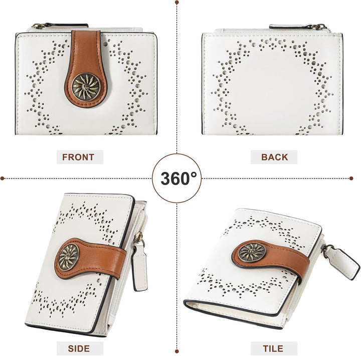 Cienki dwuczęściowy portfel damski RFID z kieszenią na zamek - Claire