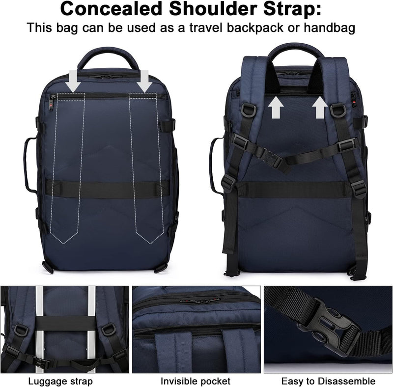 Uitbreidbare 45L–55L waterbestendige reiserugzak met 18" laptopvak