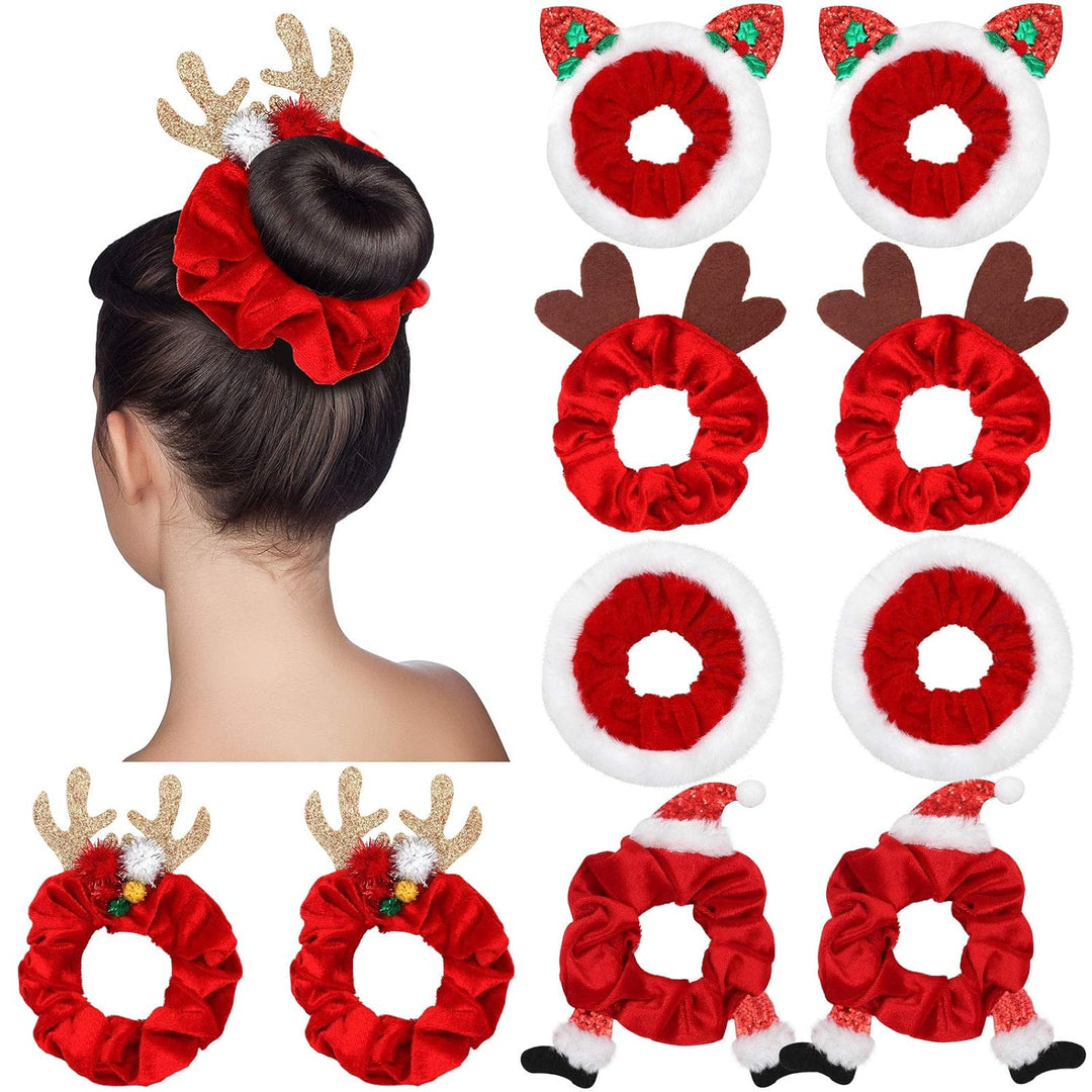 10-Delige Kerst Scrunchie Set - VelvetFest
