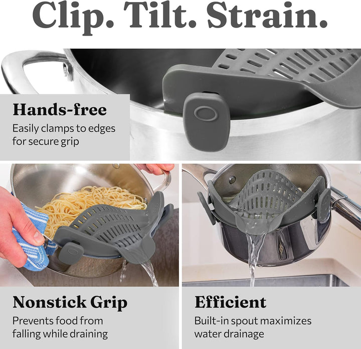 Silicone Clip-On Zeef – Hittebestendig Vergiet voor Pasta & Groenten