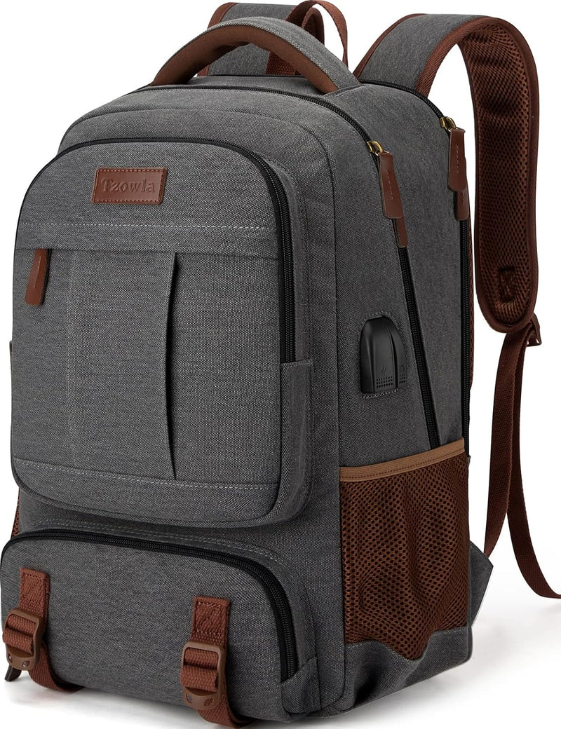 Anti-Diefstal Canvas Laptop- & Reisrugzak met USB-poort – Geschikt voor laptops tot 17,3"
