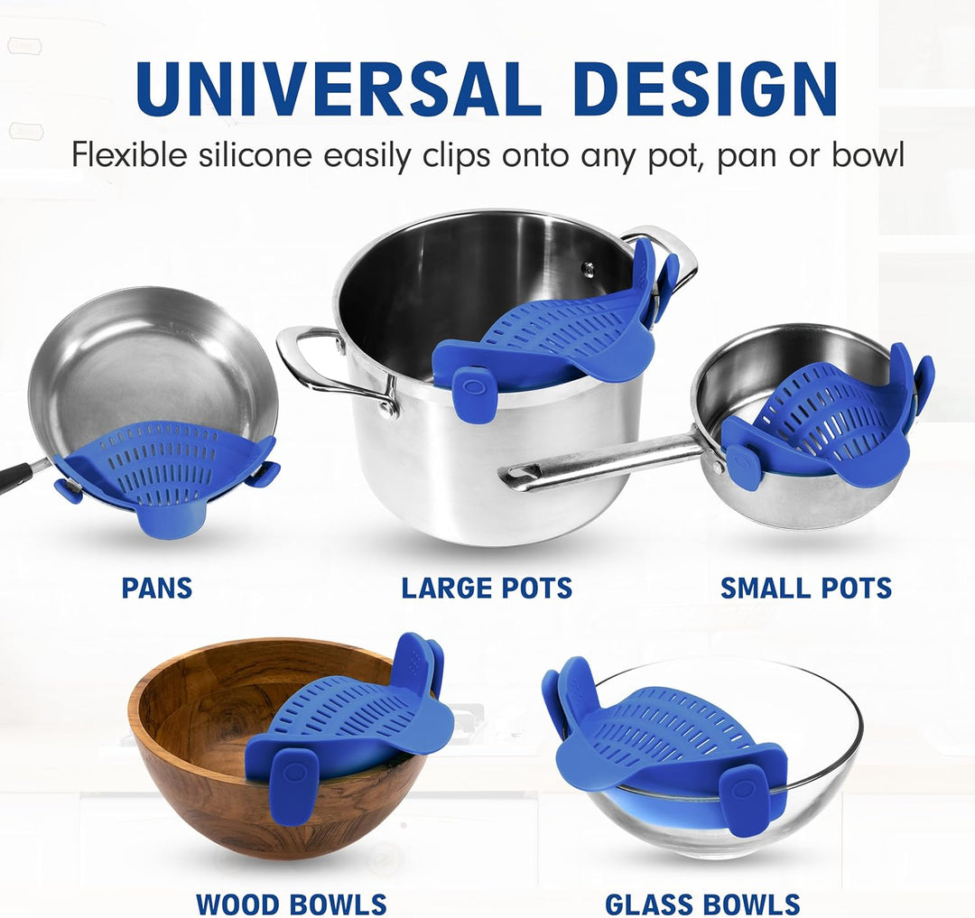 Silicone Clip-On Zeef – Hittebestendig Vergiet voor Pasta & Groenten