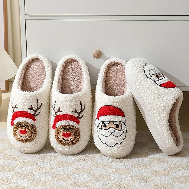 Warme Retro Pluche Kerstpantoffels - Frosty Feet