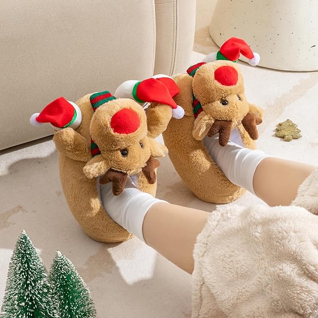 Warme Kerst Eland Sloffen - Rudolf