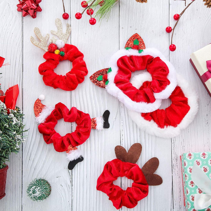10-Delige Kerst Scrunchie Set - VelvetFest