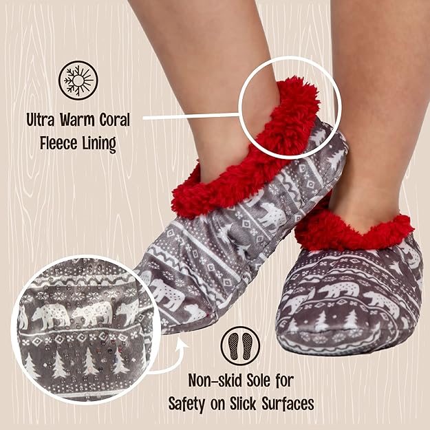 Dames Fleece Kerst Slof Sokken - HollyWarm