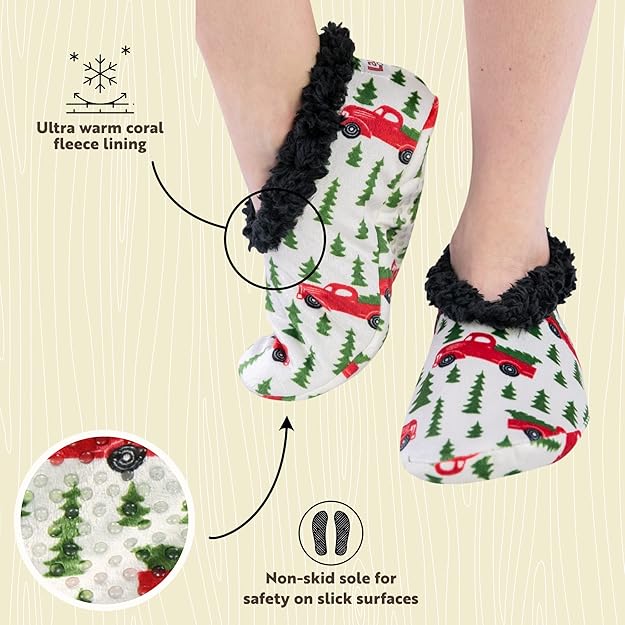 Dames Fleece Kerst Slof Sokken - HollyWarm