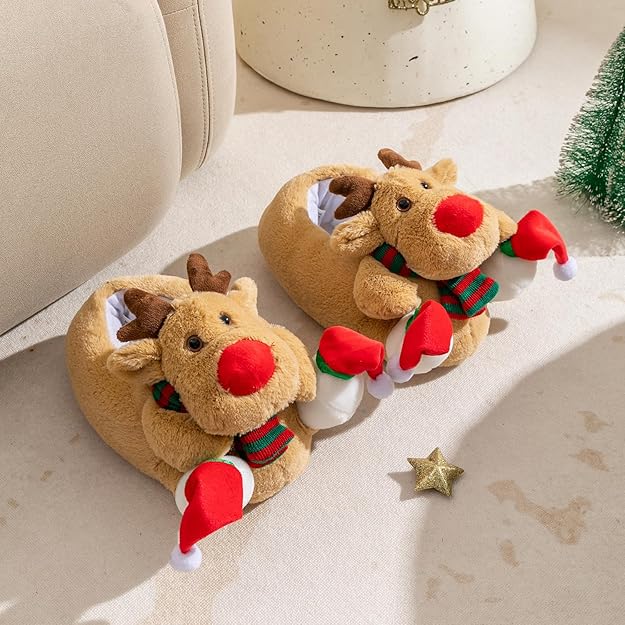 Warme Kerst Eland Sloffen - Rudolf