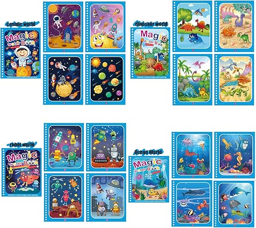 Set van 4 Herbruikbare Waterkleurboeken – AquaColor Books