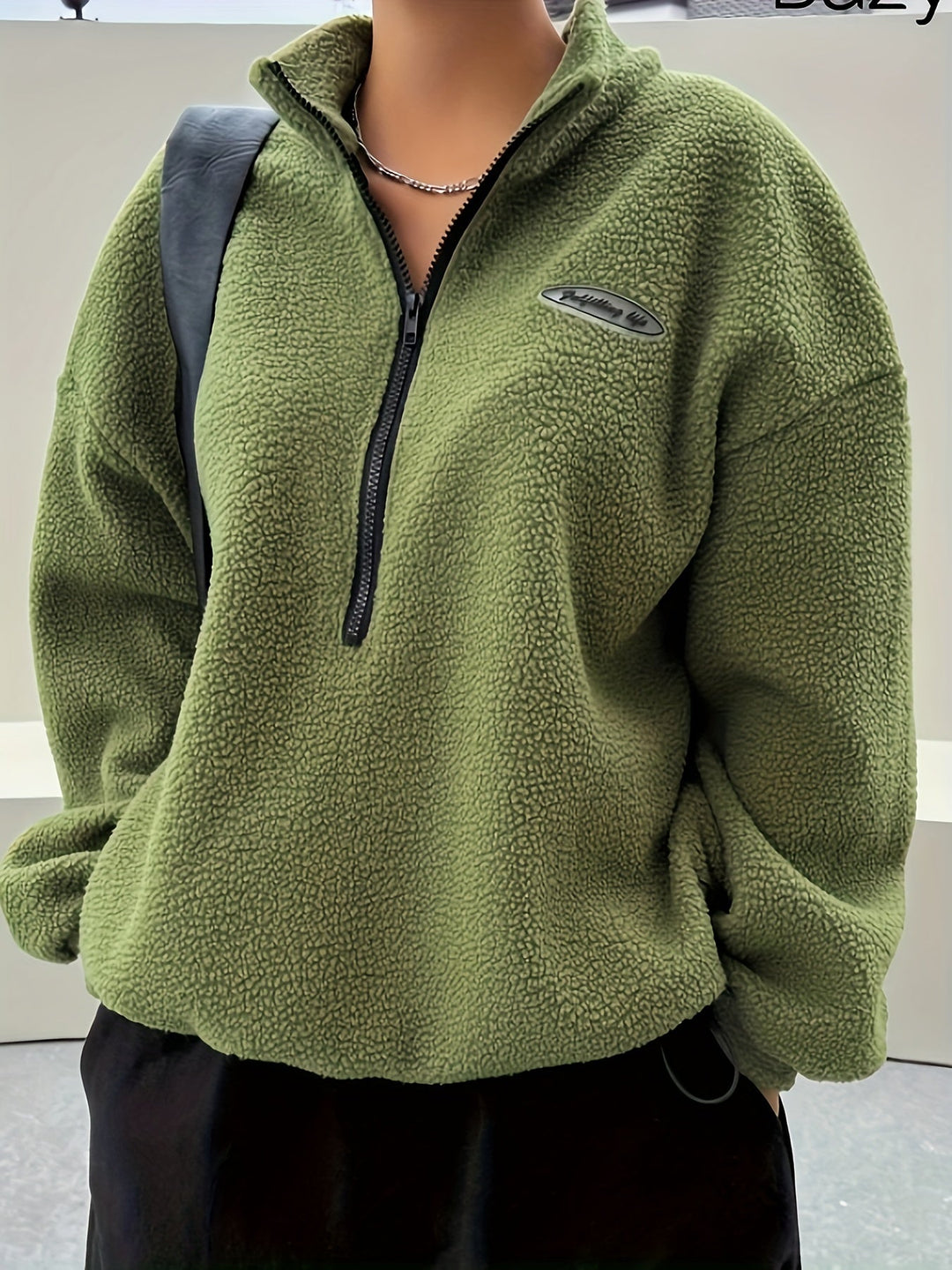 Effen Pullover Sweatshirt met Ritssluiting - Nina