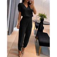 Trendy dames jumpsuit met korte mouwen en wijde pijpen - Alina