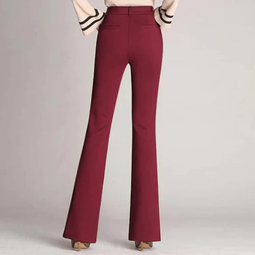 Slanke Uitlopende High Waist Broek – Mila
