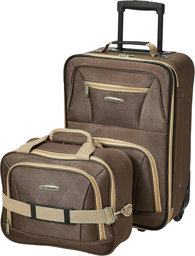 2-delige Zachte Koffer Set met Handbagage Tas & Soepele Wielen