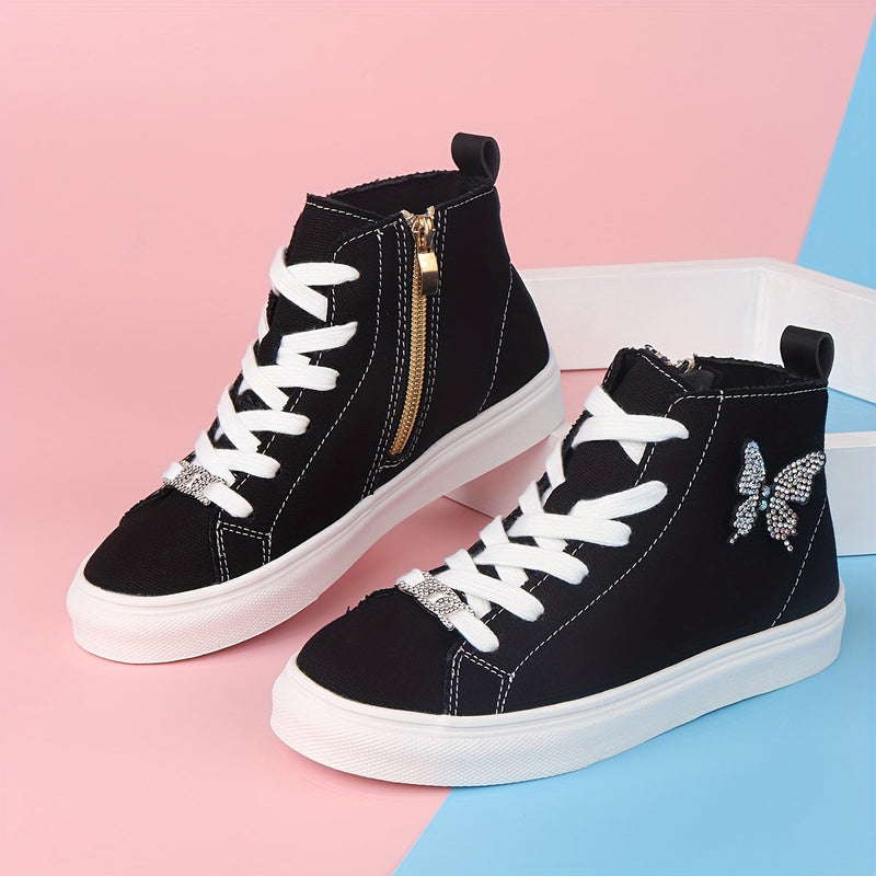 Hoge canvas kindersneakers Lunel| met Vlinderstrik|Stijlvol & Speels