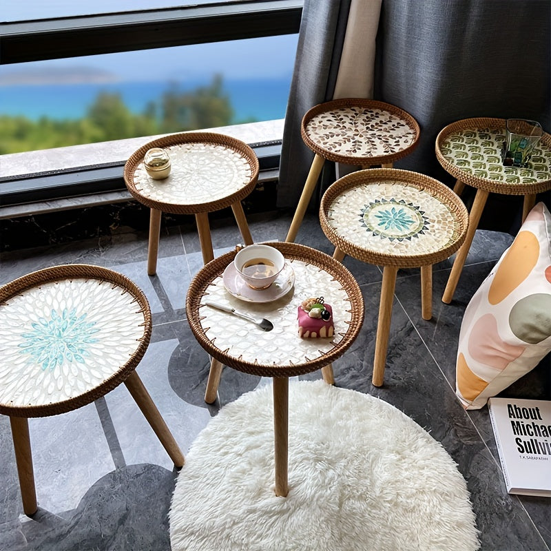 Scandinavische Rotan Bijzettafel - Elin