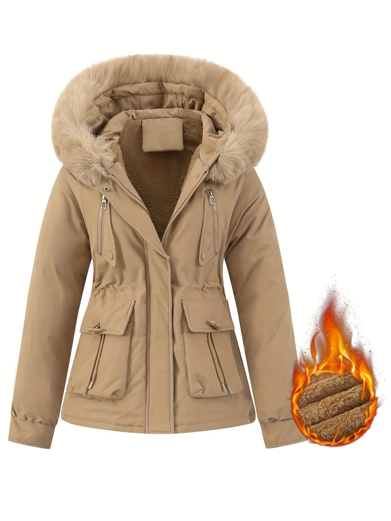 Dames Winterjas met Afneembare Bontcapuchon - Noëlle