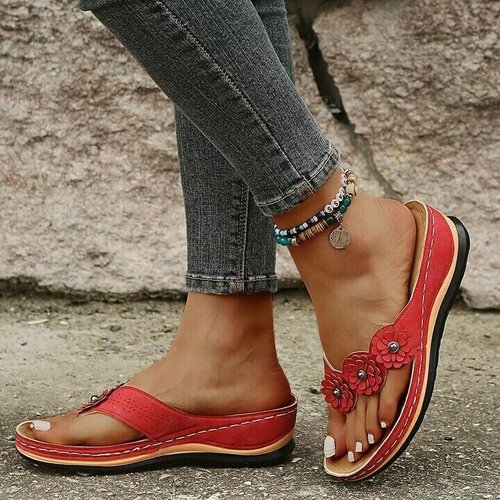 Ortopedyczne damskie sandały z kwiatowym detalem – Melina