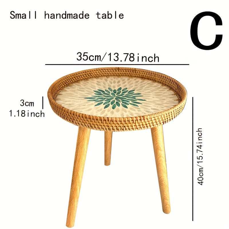 Scandinavische Rotan Bijzettafel - Elin