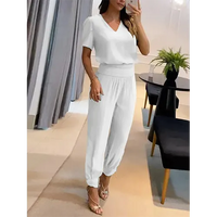 Trendy dames jumpsuit met korte mouwen en wijde pijpen - Alina