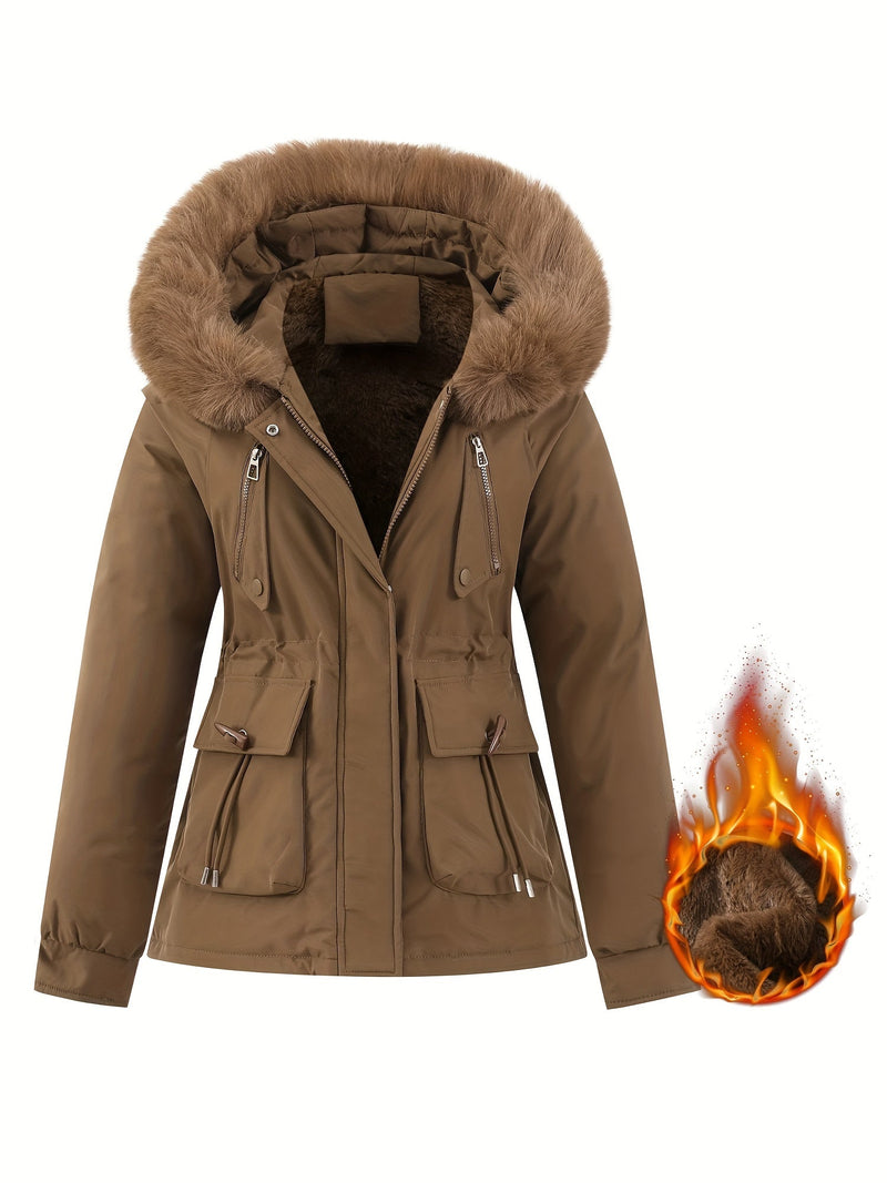 Dames Winterjas met Afneembare Bontcapuchon - Noëlle
