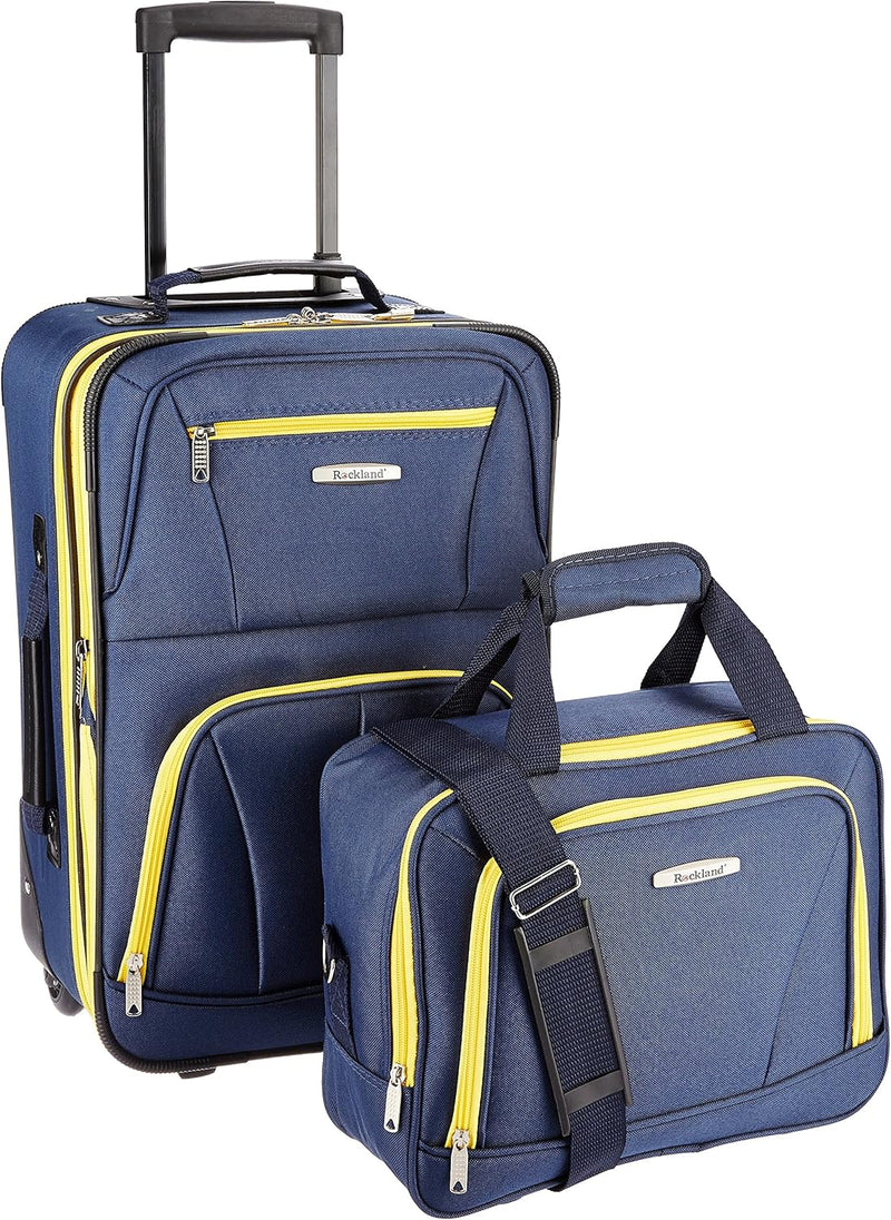2-delige Zachte Koffer Set met Handbagage Tas & Soepele Wielen