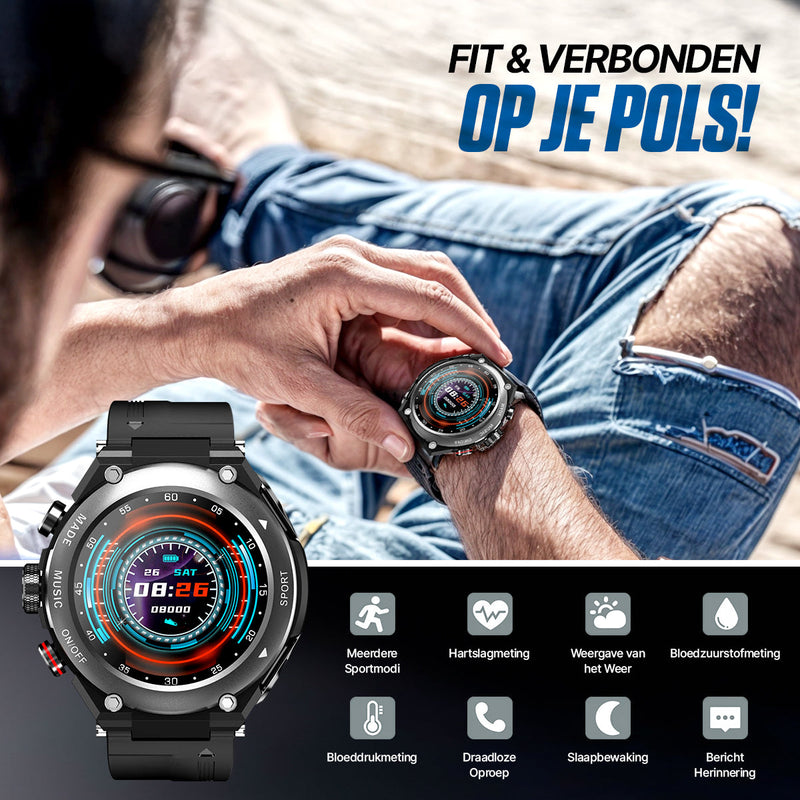 Complete Smartwatch met Geïntegreerde Draadloze Oordoppen - AlphaX