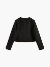 Zwarte Gouden Knoop Tweed Blazer - Camille