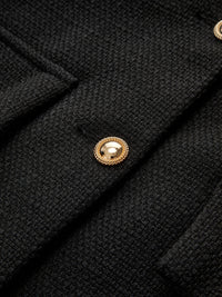 Zwarte Gouden Knoop Tweed Blazer - Camille