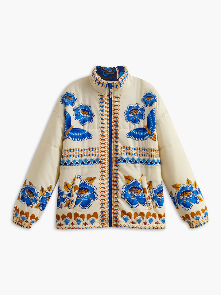 Boheemse Winterjas met Print en Rits - Zahara