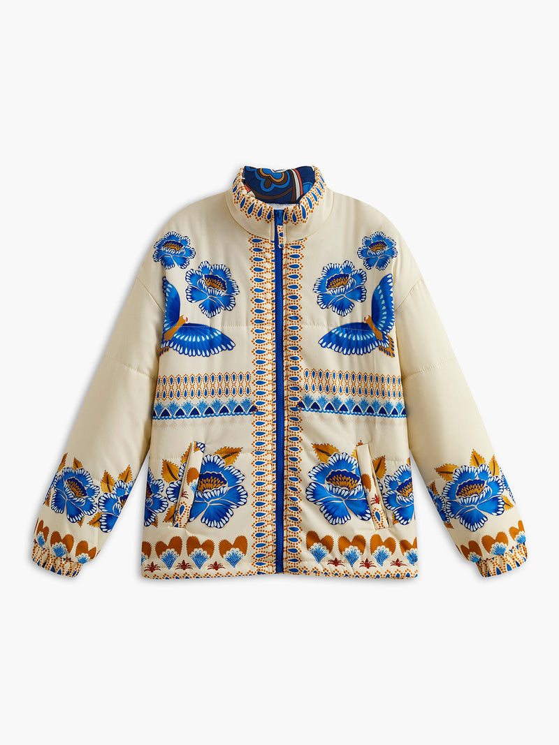 Boheemse Winterjas met Print en Rits - Zahara