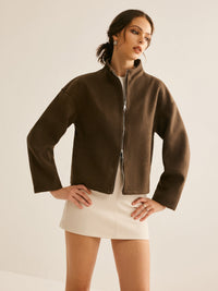 Bruine Zipper Jas voor Dames - Elena