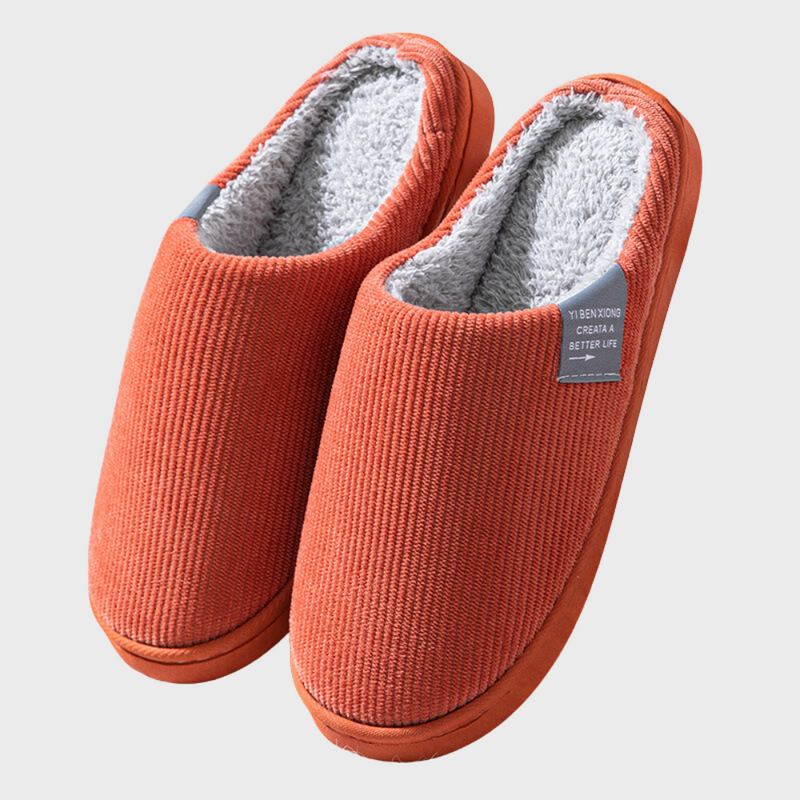 Sally - Warme Ribstof Gevoerde Pantoffels