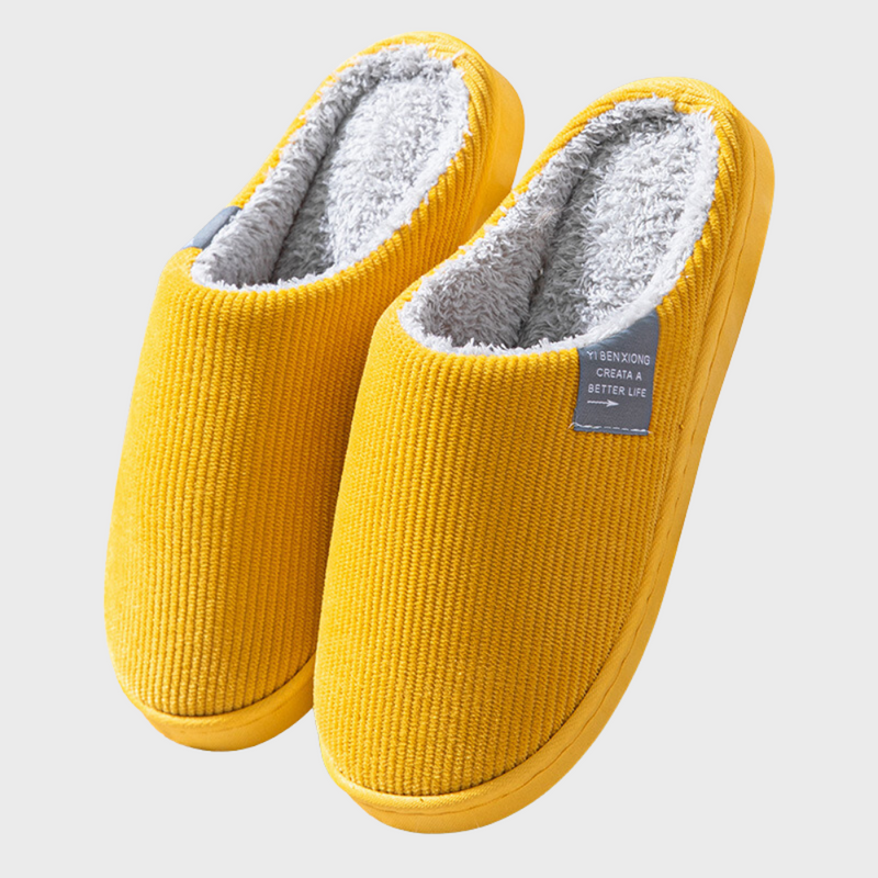 Sally - Warme Ribstof Gevoerde Pantoffels