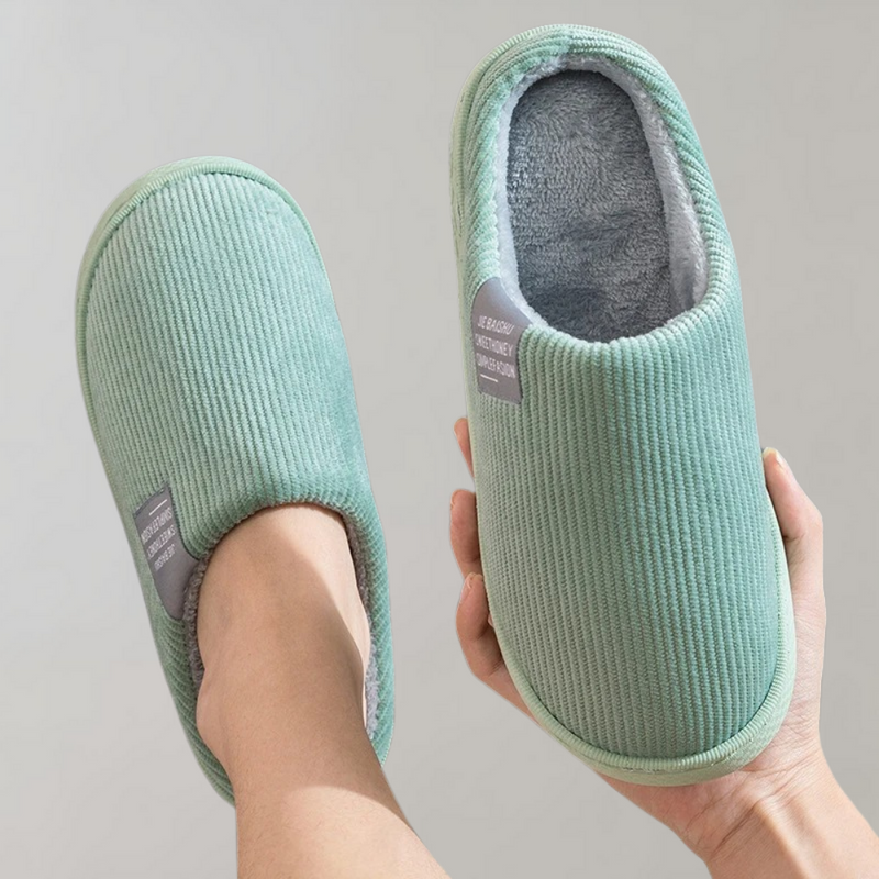 Sally - Warme Ribstof Gevoerde Pantoffels