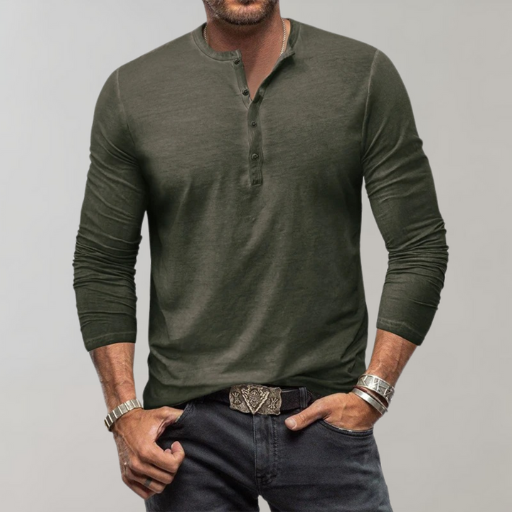 Heren Henley Shirt met Lange Mouwen – Einar