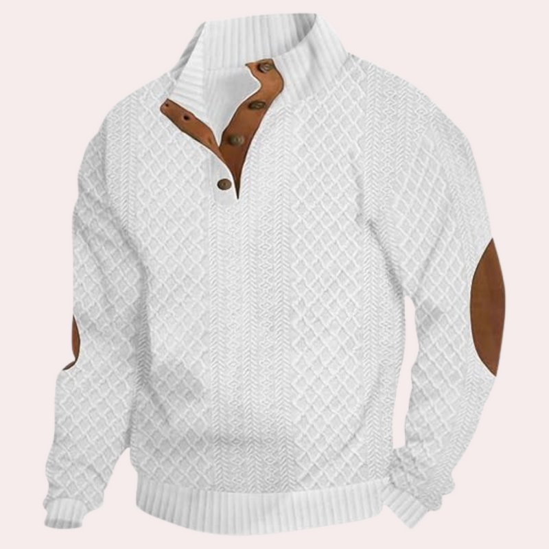 Dany - Warme Casual Herentrui met Knoopsluiting