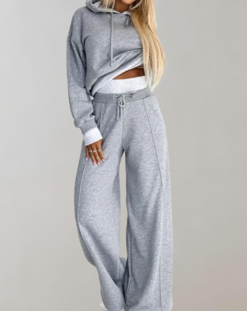 Cléo - Comfy Tweedelige Set met Capuchon en Wijde Broek