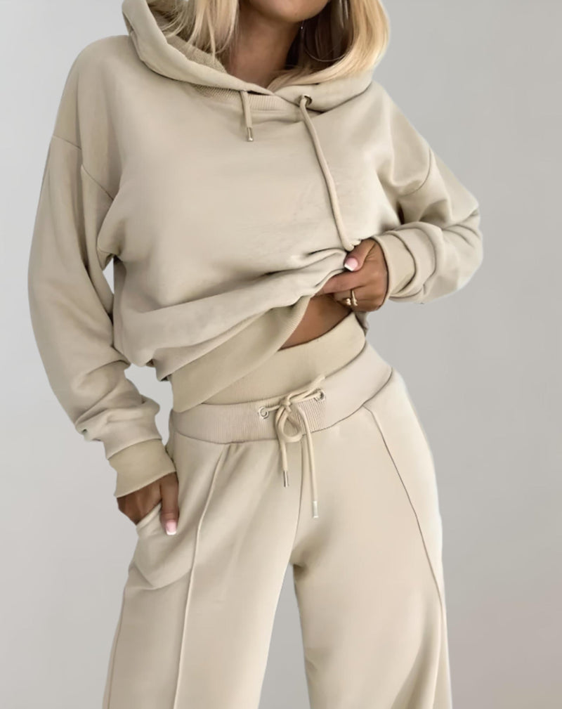 Cléo - Comfy Tweedelige Set met Capuchon en Wijde Broek