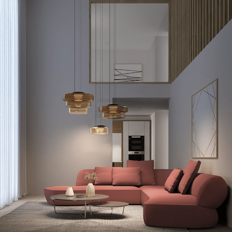 Moderne Glazen Hanglamp in Bauhaus Stijl - AuroraSphere