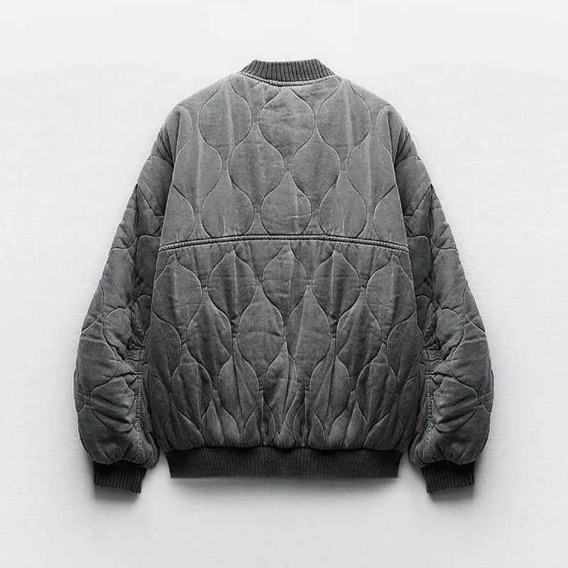 Dames Oversized Grijze Bomberjack - Alexa