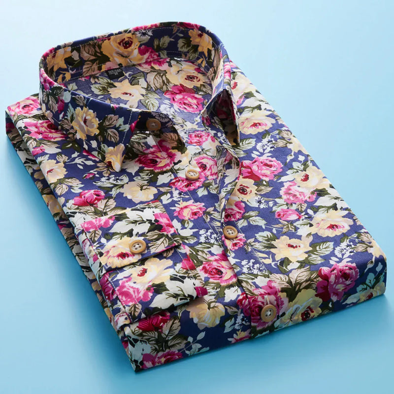 Heren Overhemd met Bloemenprint en Korte Mouwen – Florado